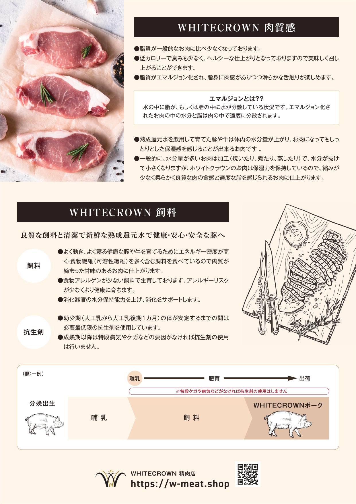 WHITE CROWN肉の説明パンフレット 1部